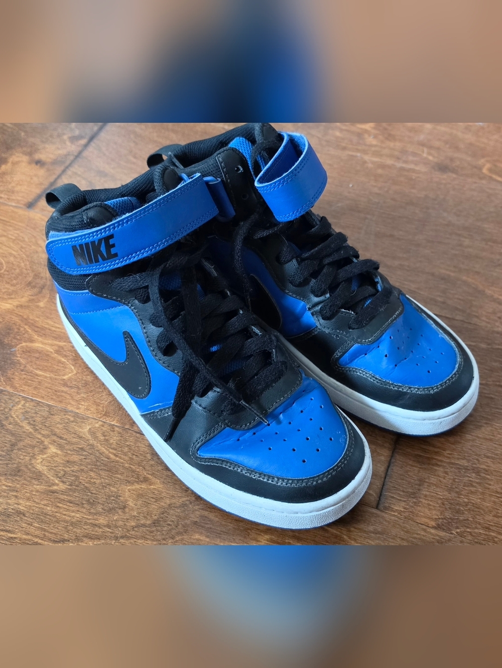 Nike Kids Blue and Black High-Top Sneakers Size 6y